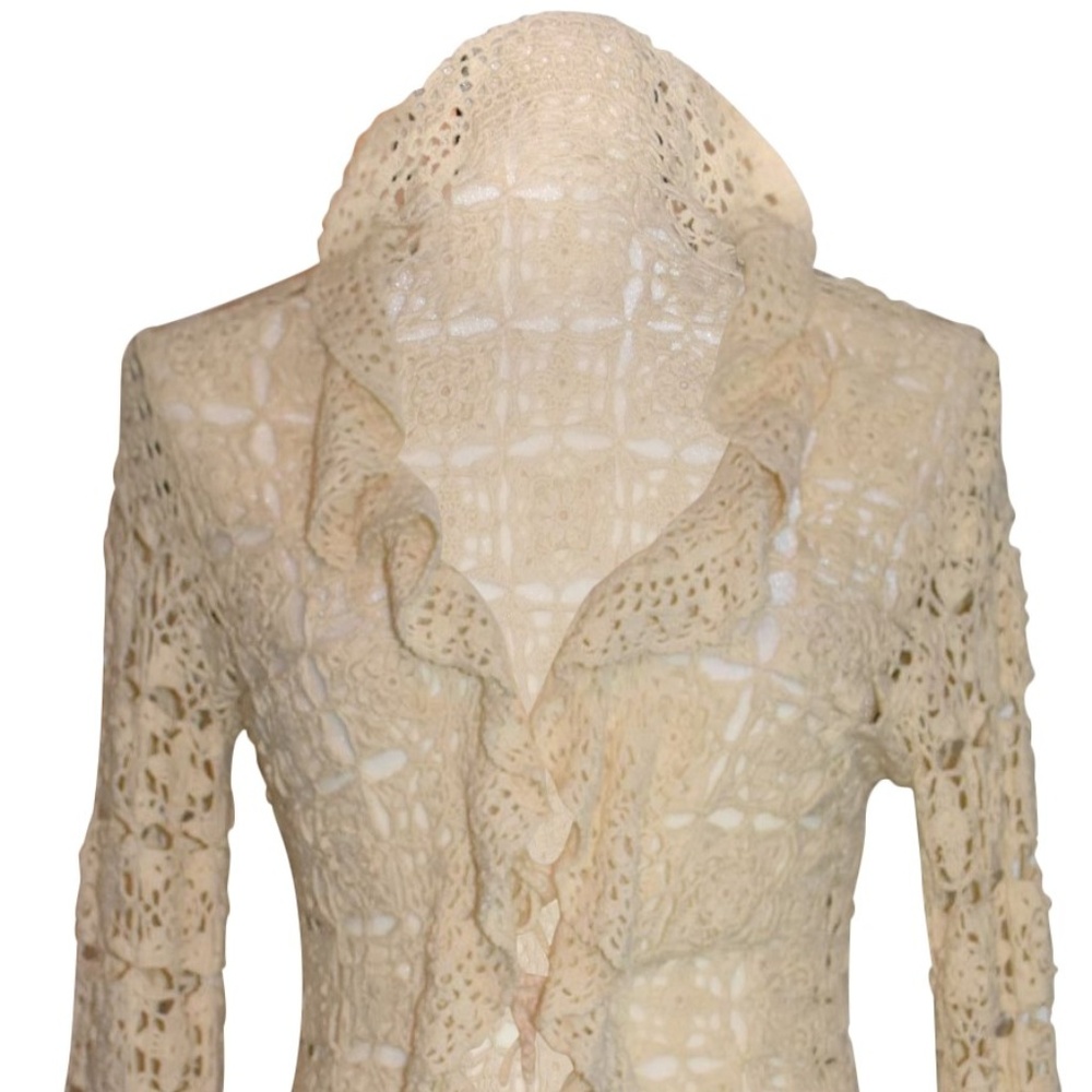 Hand Knit Ralph Lauren Crochet Cardigan Size Small - Picture 3 of 8